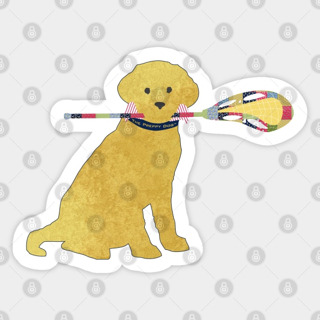 Preppy Yellow Lab Lacrosse Dog Sticker by emrdesigns